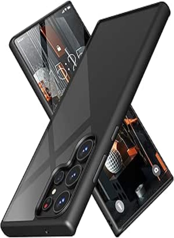 MATEPROX Compatible with Samsung Galaxy S23 Ultra Case, Clear Thin Slim Crystal Transparent Shockproof Bumper Cover Case for Samsung S23 Ultra 5G (2023)-Black